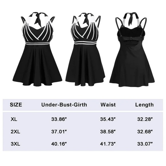Womens Two Piece Tummy Control Swimdress Plus Size Skirtini CoverUp Swimsuit XXL - Picture 3 of 5